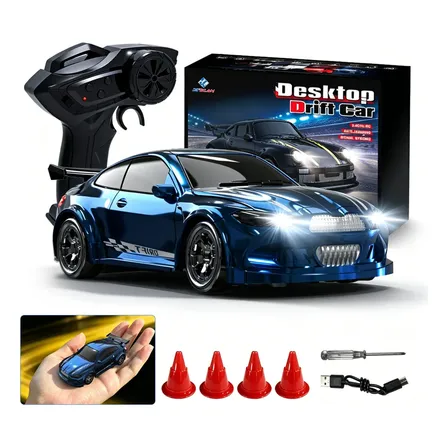 Carro Rc De Metal Em Miniatura 1:64 Veículos Em Mini Com Luz Azul
