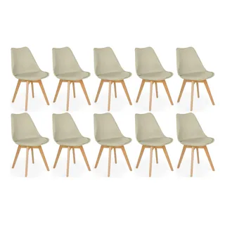 Conjunto 10 Cadeiras De Jantar Eames Wood Leda Design Estofada - Cor Nude | Magazine Decor Conjunto 10 Cadeiras De Jantar Eames Wood Leda Design Estofada - Cor Nude | Magazine Decor