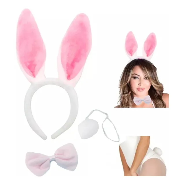 Disfraz Set Diadema Orejas Corbatin Cola Coneja Playboy Sexy