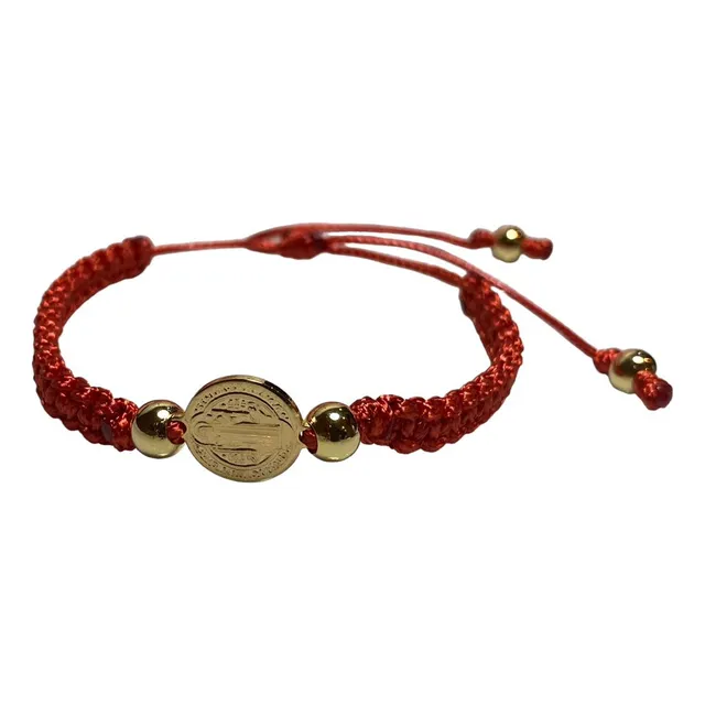 Pulsera Tejida Con Medalla De San Benito Abad