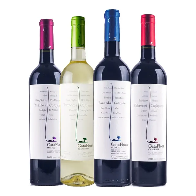 Vino Gata Flora Mix Degustacion Por 4 Y Chocolate De Regalo