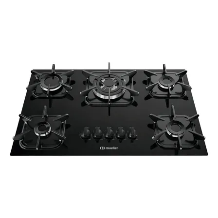 Fogão Cooktop A Gás Mueller 601270003 5 Bocas Mesa Vidro Tem Preto 127/220v