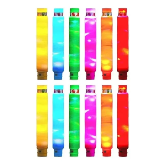 12 Poptube Com Led Tubo Fidget Tube Toys Pop It Cor Colorido