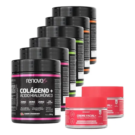Kit 6x Colágeno + Ácido Hialurônico Renova Be Colágeno Hidrolisado Zero Lactose