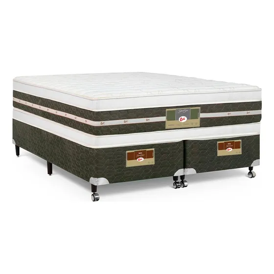 Cama+colchão Castor Queen Silver Star Double Tecnopedic 158 Cor Verde