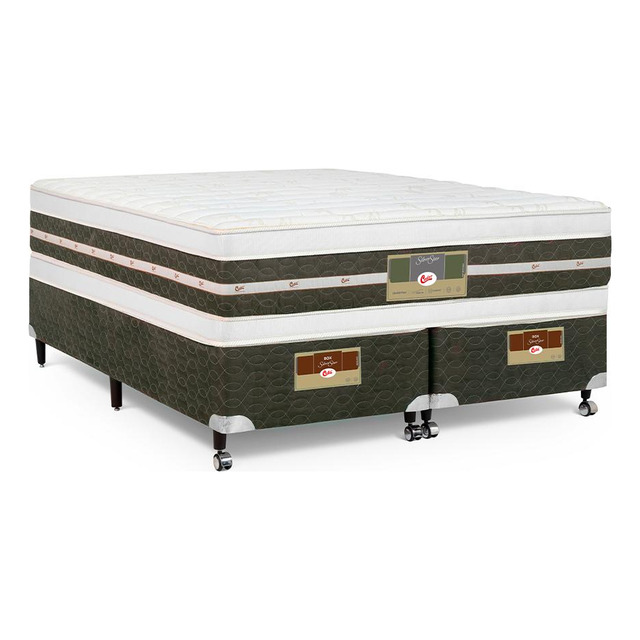 Cama+colchão Castor Queen Silver Star Double Tecnopedic 158 Cor Verde Cama+colchão Castor Queen Silver Star Double Tecnopedic 158 Cor Verde