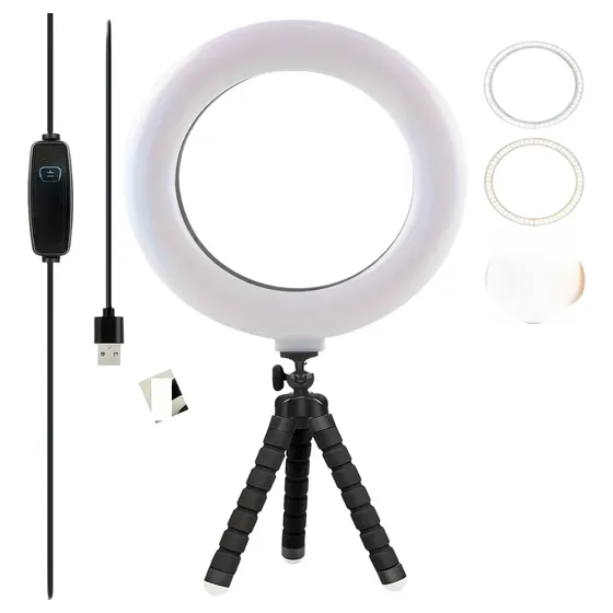 Ring Light De Led Para Celular Usb 5v Preto Branco-frio