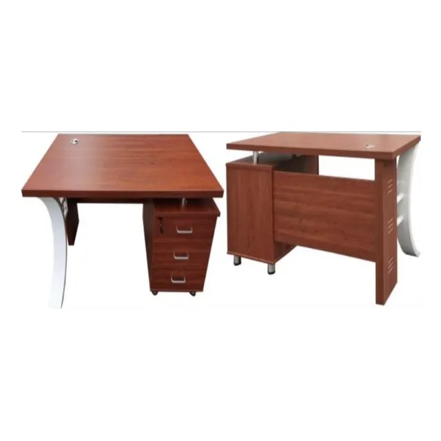 Escritorio Elegante Oficina Madera Top Mdf Cajonera