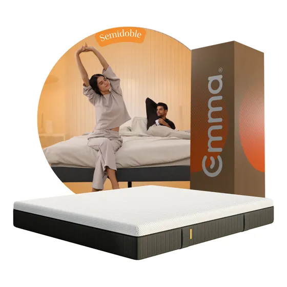 Colchón Emma Hybrid Lite Semidoble | Comodidad y Ergonomía | Espumas y Resortes | Firmeza Media Firme | Colchón en Caja | 120x190cm