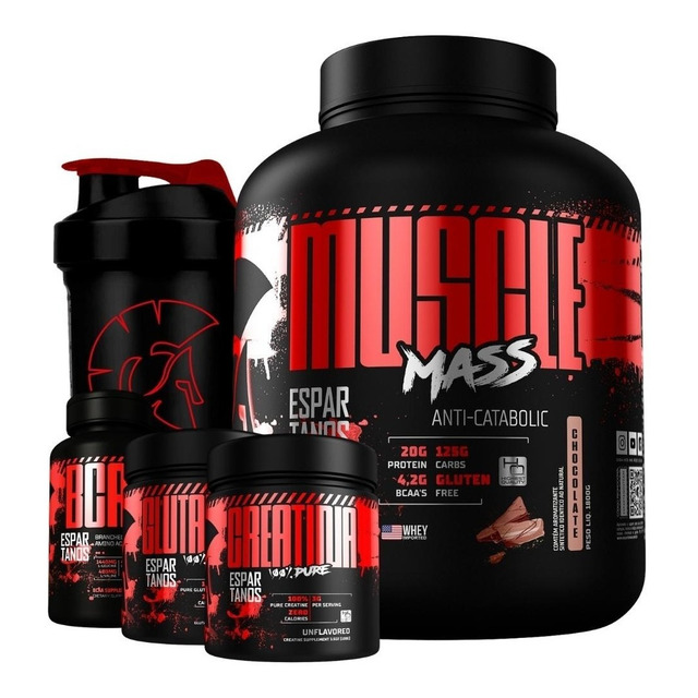 Kit Mass Hipercalórico + Bcaa + Creatina + Glutamina + Copo Kit Mass Hipercalórico + Bcaa + Creatina + Glutamina + Copo