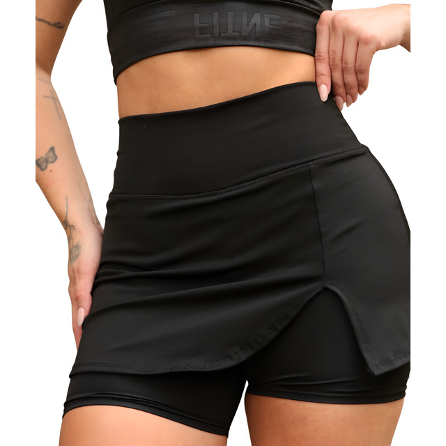 Short Saia Fitness Feminino Academia Cintura Alta Modeladora