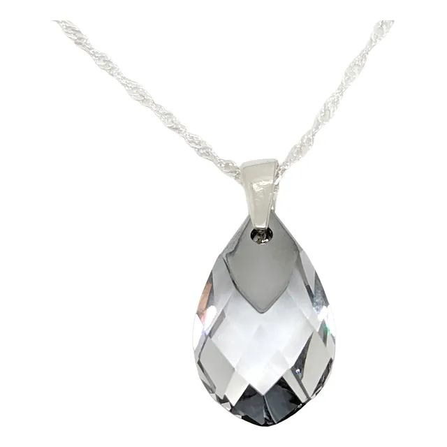 Collar Con Cristal Sw Gota 18mm Plata