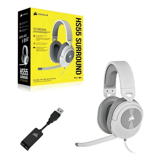 Fone de ouvido Corsair Hs55 Surround 7.1 branco-9011266-NA