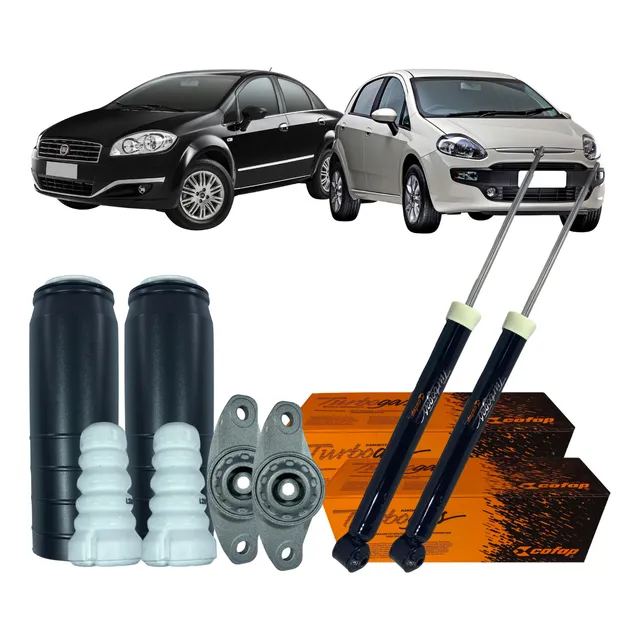Kit Amortecedor Batente Coifa Coxim Traseira Punto Linea