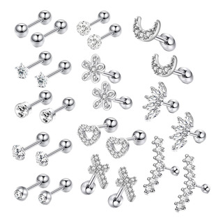 24x Aretes De Cartílago Set Barbell Disc Ball Flatback Para 24x Aretes De Cartílago Set Barbell Disc Ball Flatback Para