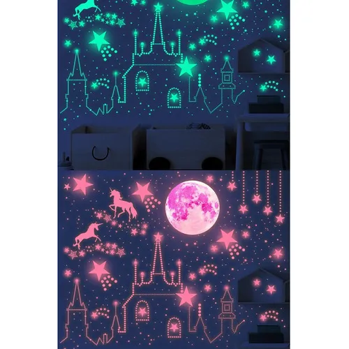 Aaa 893 Adesivos De Parede Em Formato De Estrela E Lua Rosa