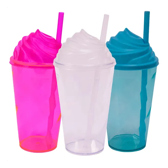 Kit 30 Copos 3 Cores Twister 500ml Tampa Chantilly Atacado