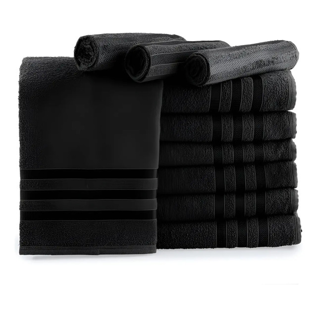 Kit 10 Toalhas De Rosto Para Salão 45x70 - Europa - Color Cor Preto