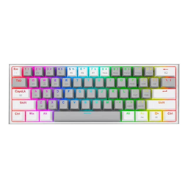 Teclado gamer bluetooth Redragon Fizz Pro K616-RGB QWERTY inglés US color gris y blanco con luz RGB