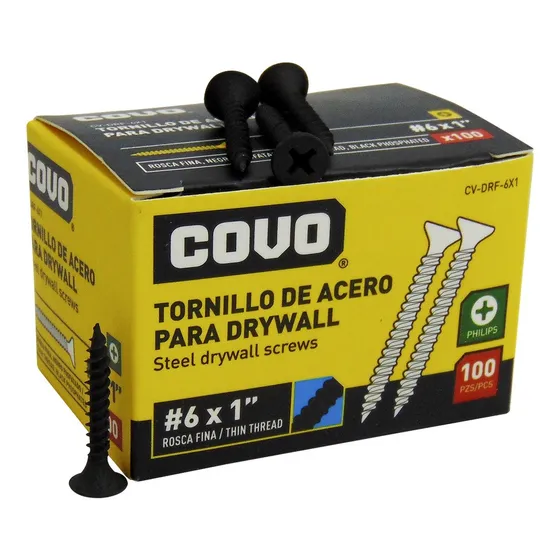 Tornillos Drywall #6 X 1  Rosca Fina 100pza Marca Covo