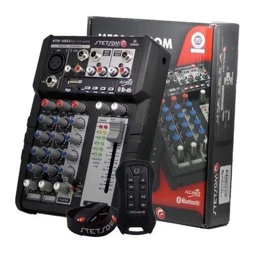 Mesa De Som Stetsom Stm-1003 3 Ch Aux 12v Mic Rca Usb Sd Fm