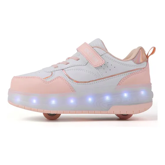 Rosa Niña Tenis Patines Con Luces Led Dos Ruedas Para Mujer