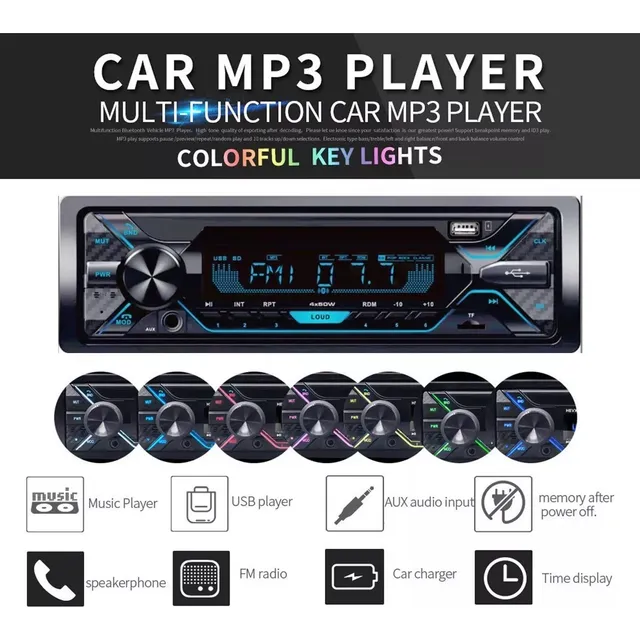 Auto Estéreo Bluetooth Carga Rápida Música Sin Pérdida 2 Usb Tobato 8808