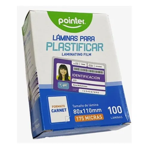 Laminas De Plastificar Carnet 100 Piezas 175 Micras 8x11cm
