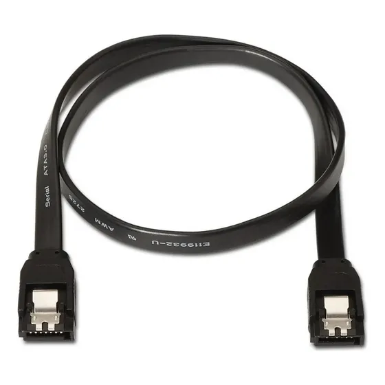 Cable Sata Iii Datos Con Anclajes Negro 40cm Para Disco Duro