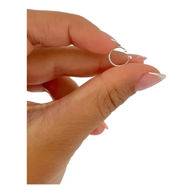 Falso Aro Cuff Oreja Labios Nariz Plata 925 A Presión