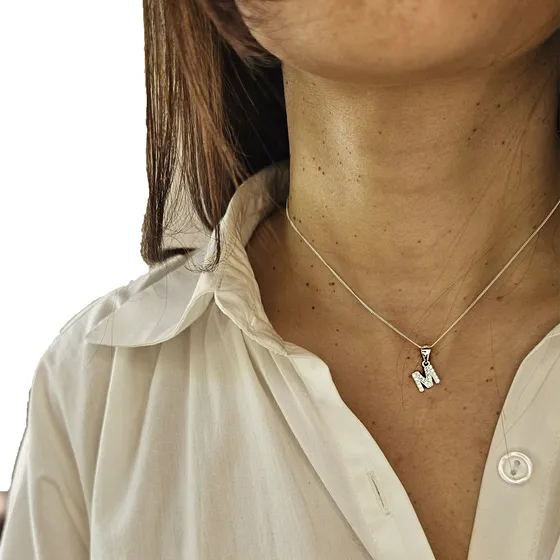 Cadena Dije Inicial Plata 925 Letras Mujer