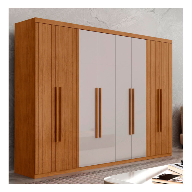 Guarda Roupa Casal Toronto Mdf 8 Portas Moderna Mobília Cor Naturale/off White/naturale Guarda Roupa Casal Toronto Mdf 8 Portas Moderna Mobília Cor Naturale/off White/naturale