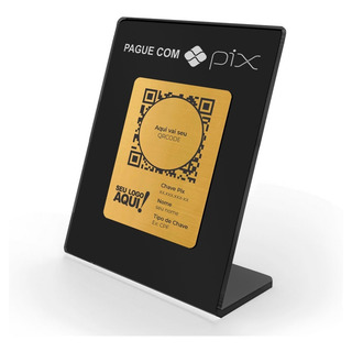 Placa Pix Para Pagamento Qrcode AcrĂlico Preta Face Dourada Placa Pix Para Pagamento Qrcode AcrĂlico Preta Face Dourada
