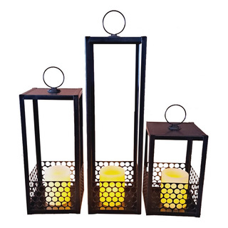 Pack X 3 Farol Fanal Vela Decoración Pack X 3 Farol Fanal Vela Decoración