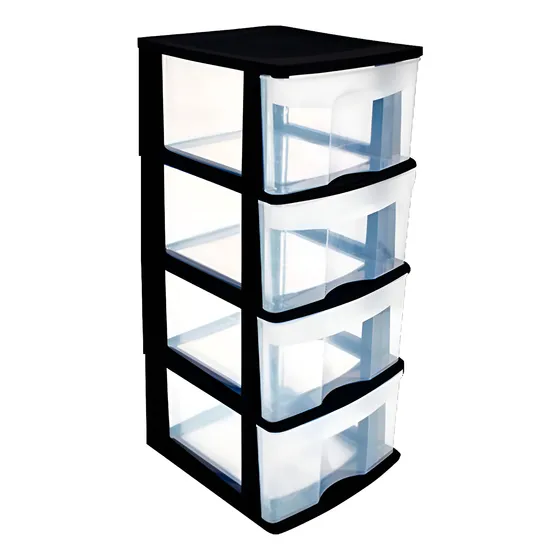 Cajonera De Plástico Italhome Organizador Multiusos Fox 4 Negro