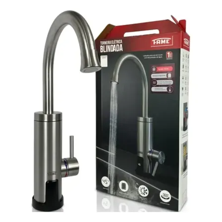Torneira Elétrica Resistência Blindada 220v 3000w Gira 360 Aço Escovado 220 3000w