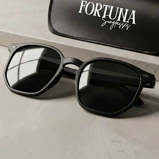 Óculos De Sol Hexagonal Masculino Premium Uv400 Flexivel Preto Fosco Preto