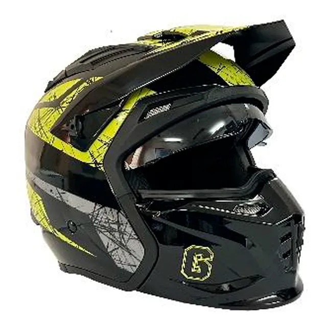 Casco Moto Rush Integral Modular 163 Yellow Talle M