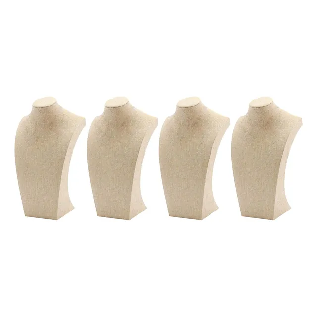 Fa 4 Piezas De Lino Joyería Busto Soporte De Exhibición