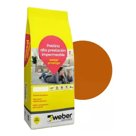Pastina Weber Prestige 2kg Antihongo Impermeable Porcelanato Color Teja