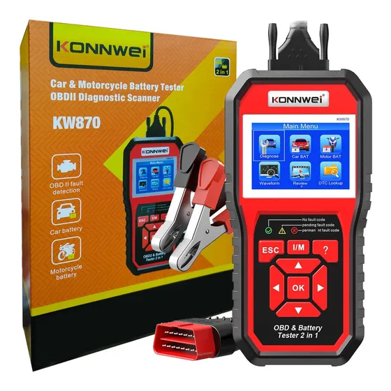 Escáner Automotriz Konnwei Kw870 Probador De Bateria 2 En 1 