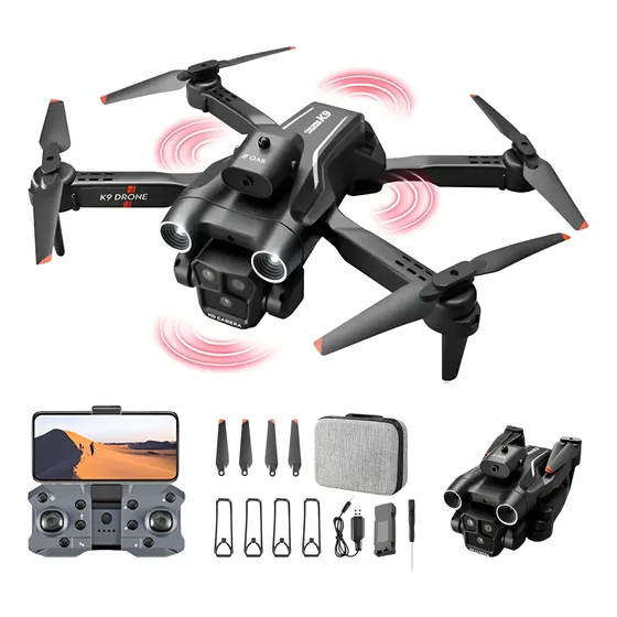 Drone Tres Cámara Evitar Obstáculos Hd Wifi Control Remoto