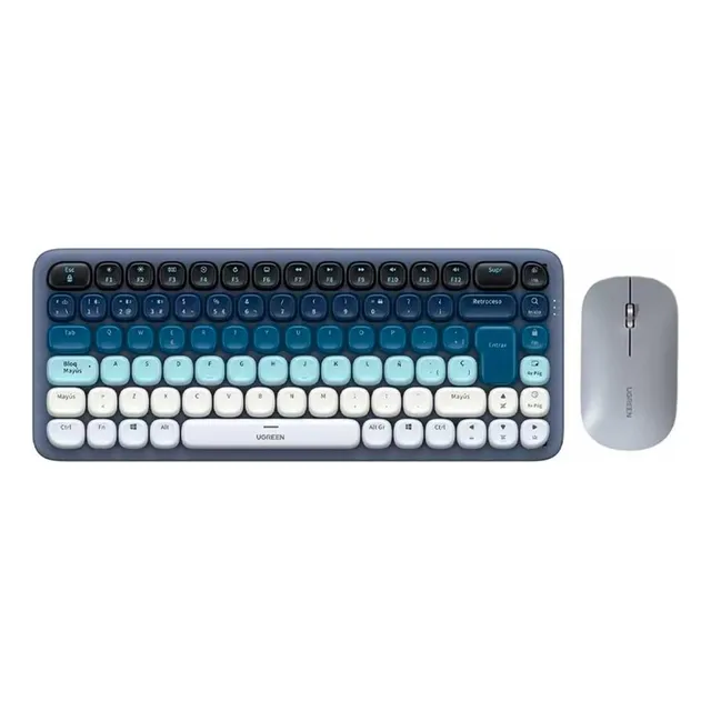 Teclado + Mouse Ugreen Wireless 2.4ghz+bt 5.0 Blue-mod 25179 Teclado Azul