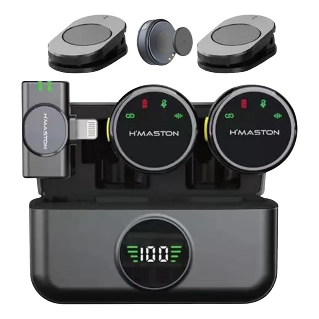 Microfone Lapela Sem Fio  Redondo Com Imã Case Carregamento