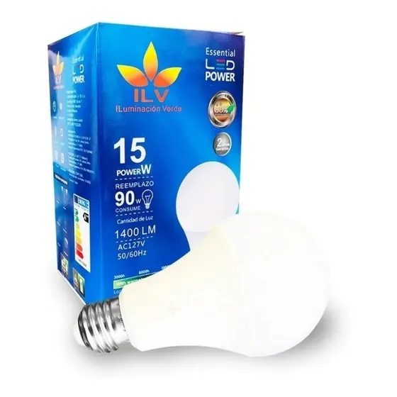20 Piezas Foco Led A19 15 Watts Blanco Frio Bulbo Ilv 6500k