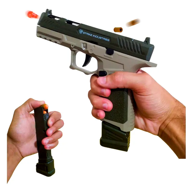 Arma Pistola Brinquedo Lança Dardos C/ Efeito Capsulas Glock
