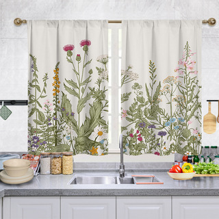 Cortinas Cocina Blackout Decorativa De Flores 1.6m X 2.14m Cortinas Cocina Blackout Decorativa De Flores 1.6m X 2.14m