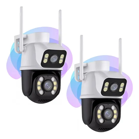 Kit 2 Câmeras De Segurança  Wi-fi Smart Dupla Lente 3mp Vigilância Cor Branco