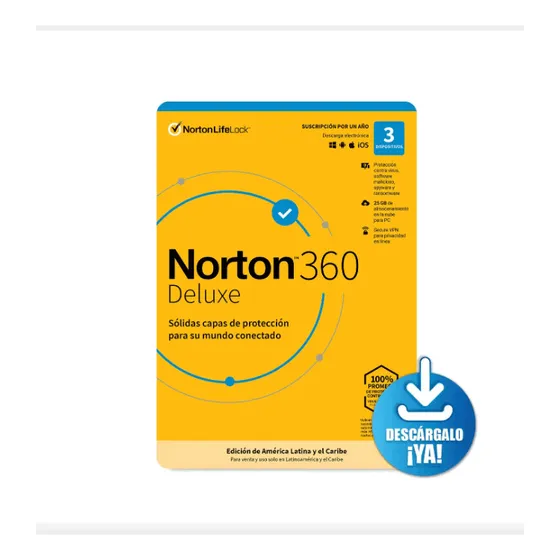 Antivirus Norton 360 Deluxe Licencia 1 Año - 3 Dispositivos