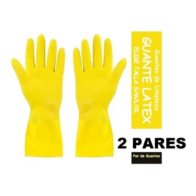 Guantes De Latex Amarillo Limpieza Mantenimiento  2 Pares
